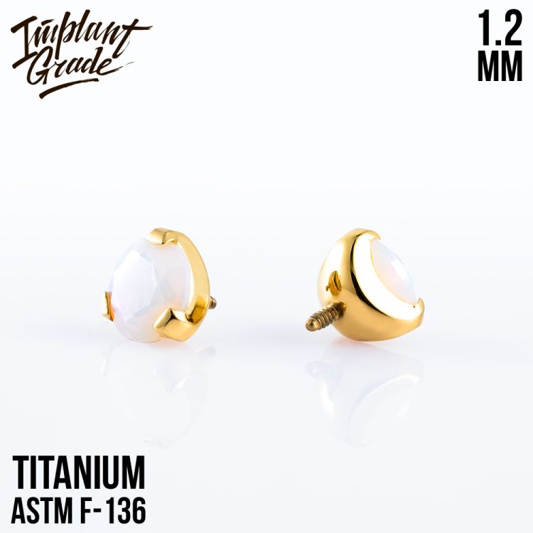 Накрутка Фианит White Opal Implant Grade 1.2 мм титан