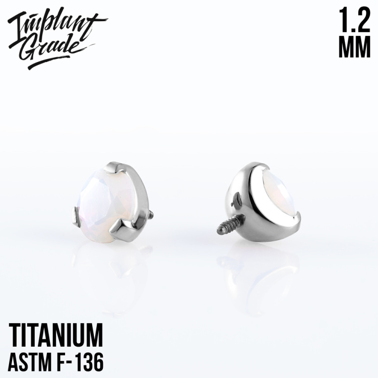 Накрутка Фианит White Opal Implant Grade 1.2 мм титан