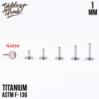 Ножка лабрета Implant Grade 1 мм титан, основа 4 мм