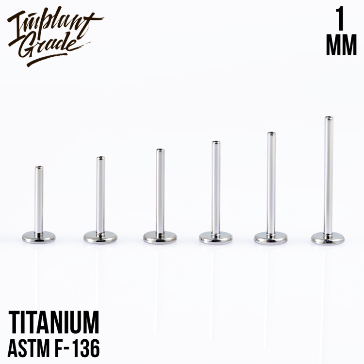Ножка лабрета Implant Grade 1 мм титан, основа 4 мм