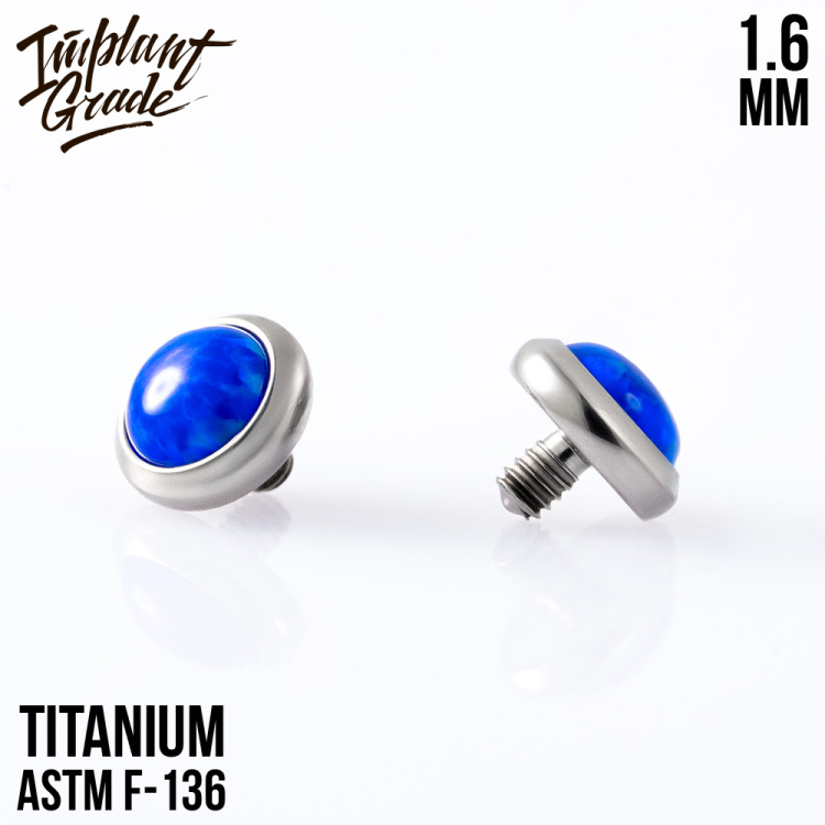 Накрутка с опалом 50 Implant Grade 1.6 мм титан