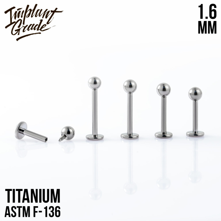 Лабрет Implant Grade 1.6 мм титан 