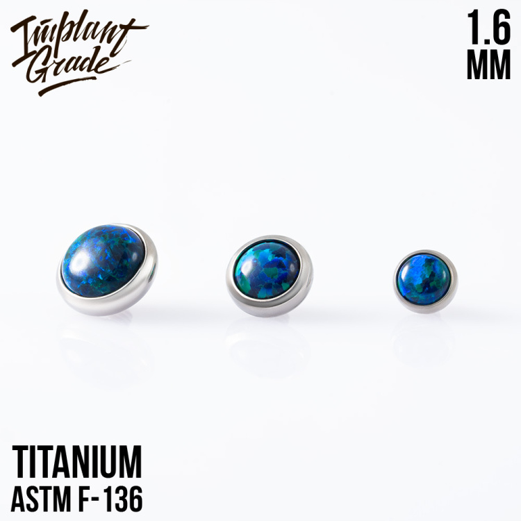 Накрутка с опалом 19 Implant Grade 1.6 мм титан