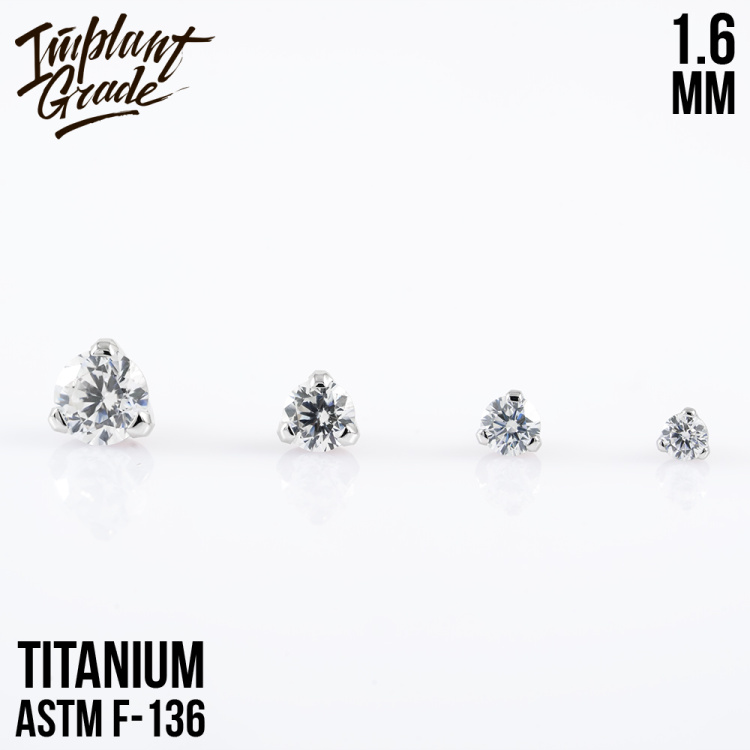 Накрутка Фианит Implant Grade 1.6 мм титан