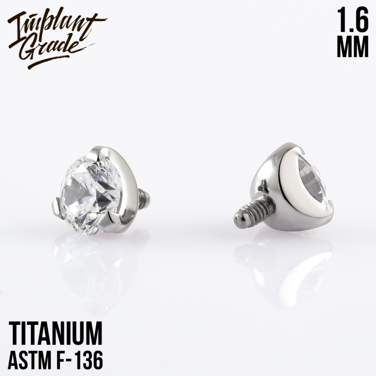 Накрутка Фианит Implant Grade 1.6 мм титан