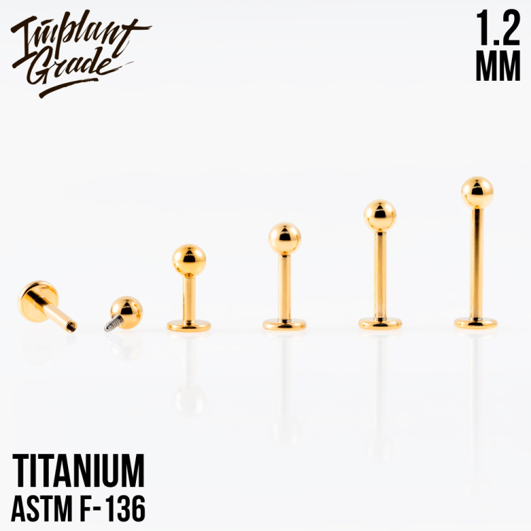 Лабрет Gold Implant Grade 1.2 мм титан+PVD Лабрет Gold Implant Grade 1.2 мм титан+PVD