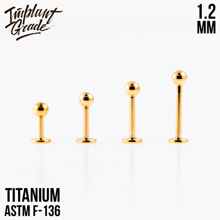 Лабрет Gold Implant Grade 1.2 мм титан+PVD Лабрет Gold Implant Grade 1.2 мм титан+PVD