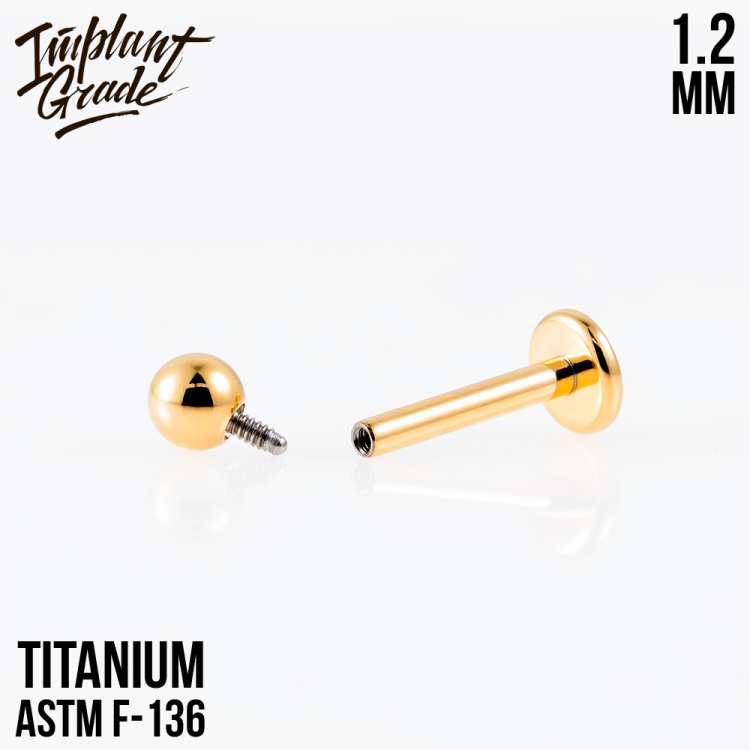Лабрет Gold Implant Grade 1.2 мм титан+PVD Лабрет Gold Implant Grade 1.2 мм титан+PVD