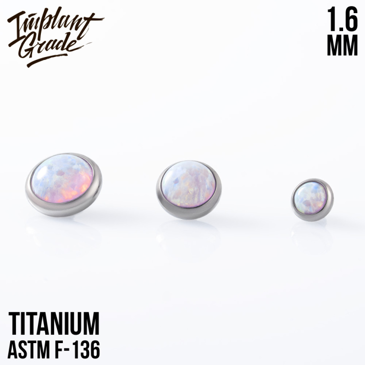 Накрутка с опалом 08 Implant Grade 1.6 мм титан