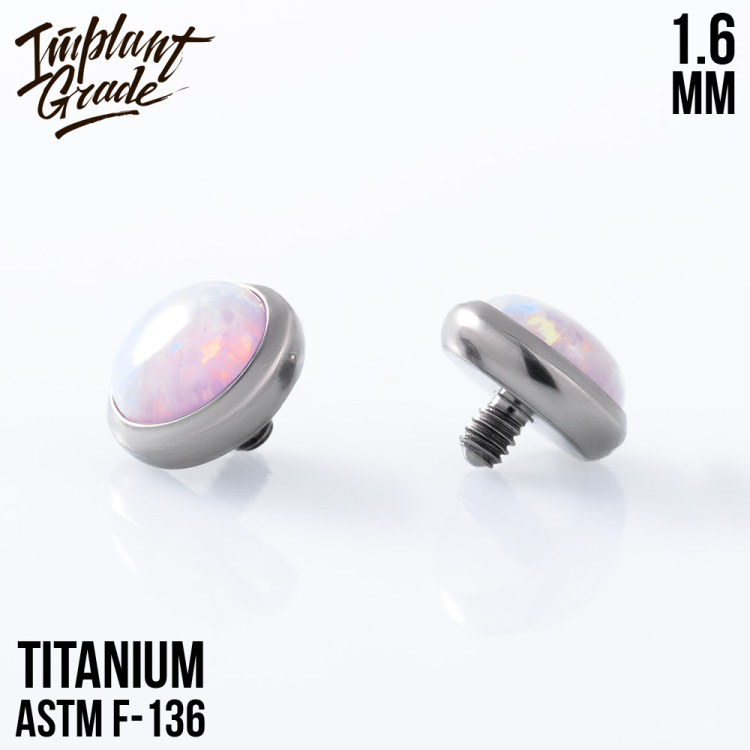 Накрутка с опалом 08 Implant Grade 1.6 мм титан