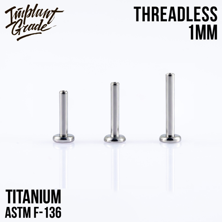 Ножка без резьбы mini Implant Grade 1 мм титан, основа 2.5 мм