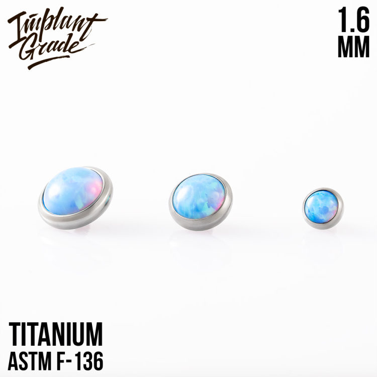Накрутка с опалом 06 Implant Grade 1.6 мм титан