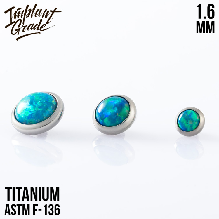 Накрутка с опалом 02 Implant Grade 1.6 мм титан