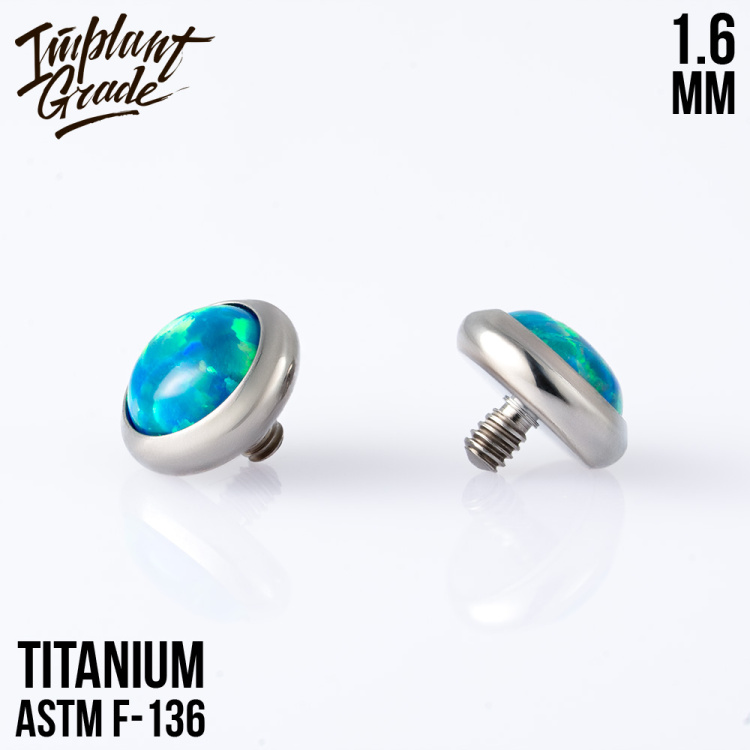 Накрутка с опалом 02 Implant Grade 1.6 мм титан