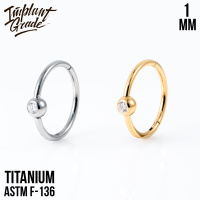 Кольцо-кликер с шаром фианит Implant Grade 1 мм титан